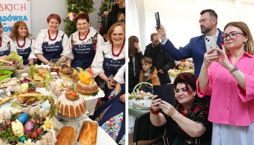 Kobiety w strojach ludowych. Dolnośląskie Targi Rolne we Wrocławiu przy ul. Zwycięskiej, 12 kwietnia 2024 