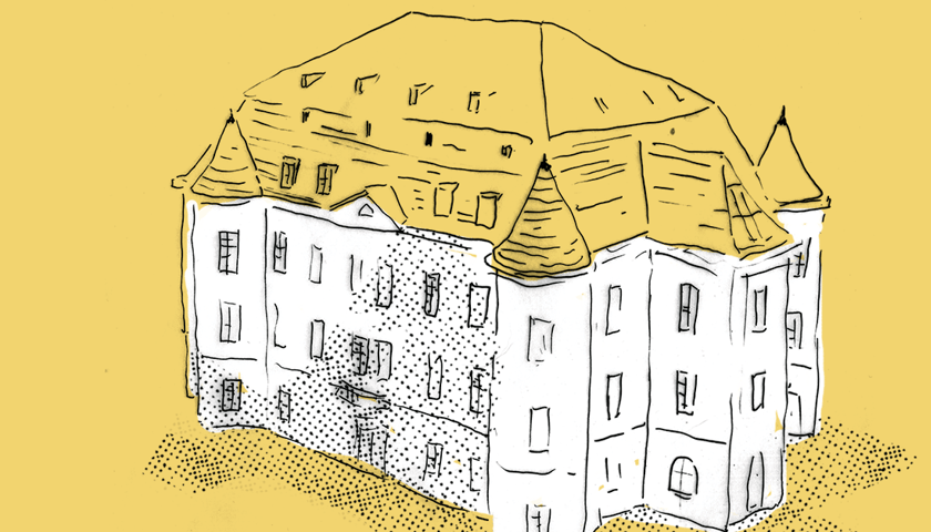 Motyw graficzny zamku w Leśnicy. Grafika ilustracyjna.