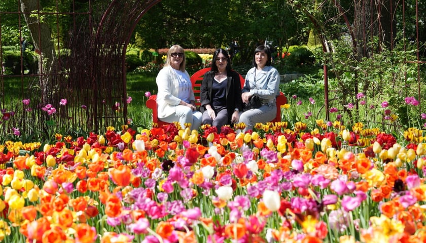 Uczestniczki Festiwalu Tulipanów w Ogrodzie Botanicznym