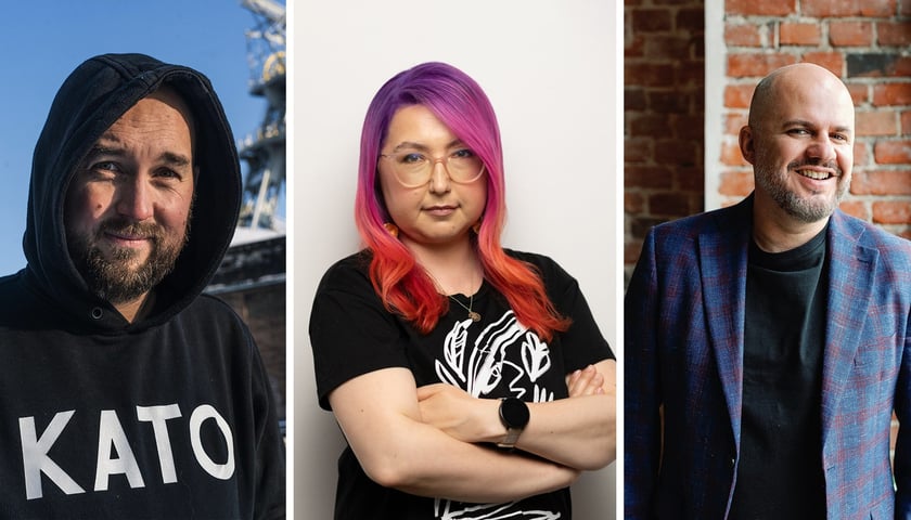 Autorzy wydawnictw dotyczących Ziem Zachodnich: Zbigniew Rokita, prof. Karolina Ćwiek-Rogalska, Sławomir Sochaj. Ilustracja złożona z portretów fotograficznych trzech osób.