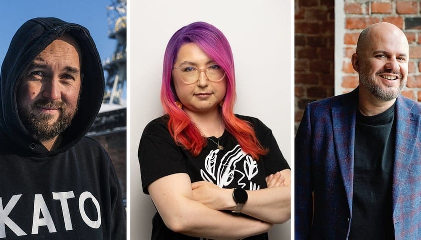 Autorzy wydawnictw dotyczących Ziem Zachodnich: Zbigniew Rokita, prof. Karolina Ćwiek-Rogalska, Sławomir Sochaj. Ilustracja złożona z portretów fotograficznych trzech osób