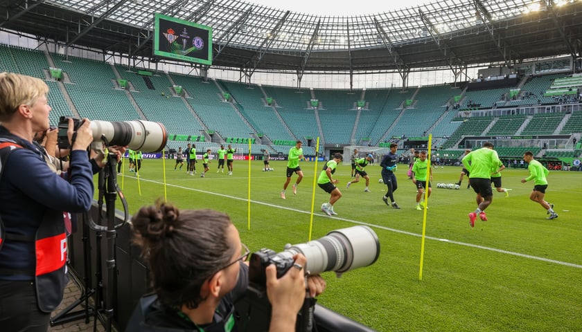Trening Betisu na stadionie we Wrocławiu przed finałem z Chelsea, 27 maja