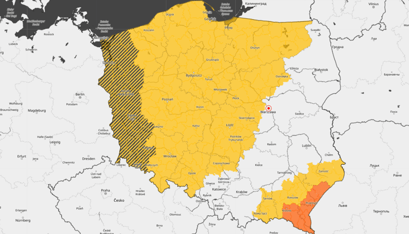 ostrzeżenia meteorologiczne przed burzami 8 czerwca 2025 - mapa