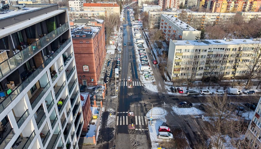 Ulica Poznańska z lotu ptaka. Zdjęcie z 5 stycznia