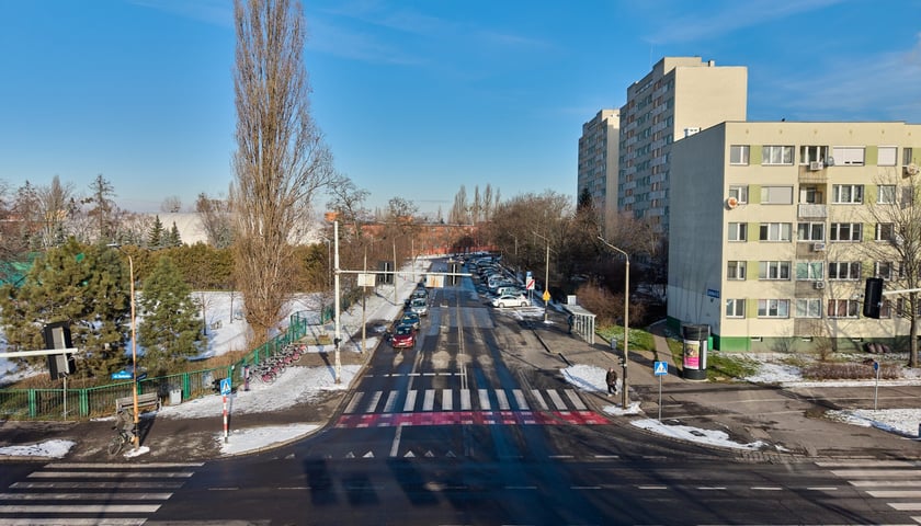 Ulica Poznańska z lotu ptaka. Zdjęcie z 5 stycznia