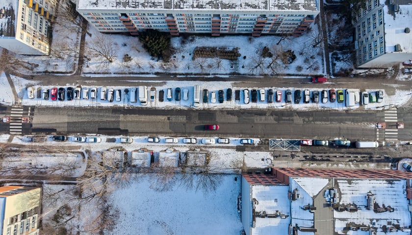 Ulica Poznańska z lotu ptaka. Zdjęcie z 5 stycznia