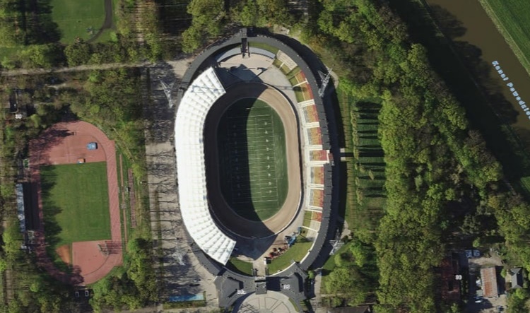 Stadion Olimpijski i okolice na Zaciszu z lotu ptaka