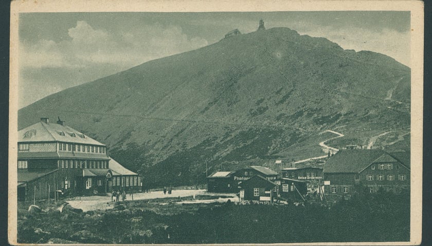 Widok na Śnieżkę, lata 1945-50 - kartka pocztowa