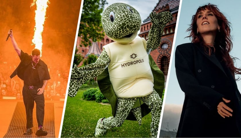 Od lewej: Dawid Podsiadło, maskotka Hydropolis, wokalistka ZAZ