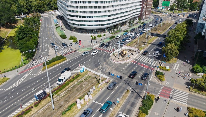 Remont ul. Oławskiej, zdjęcie z drona