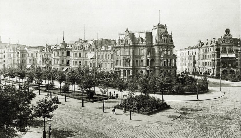 Widok na zabudowę Kaiser Wilhelmstrasse, rok 1889