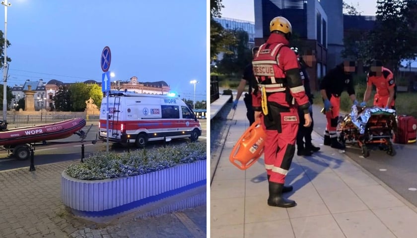 Ponton i samochód WOPR, ratownicy podczas akcji