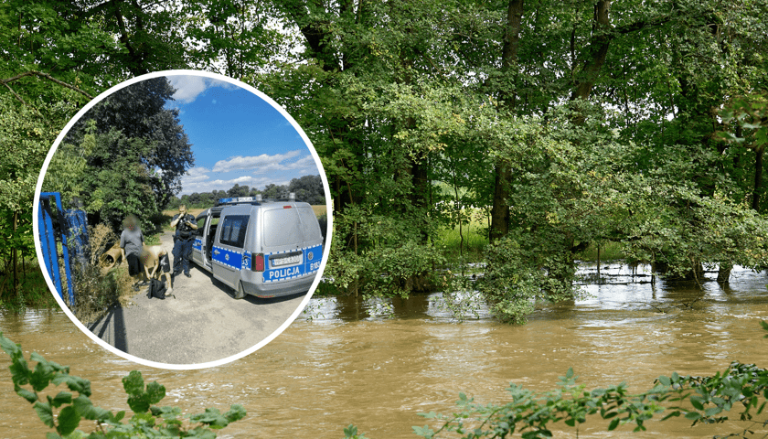 Rzeka Bystrzyca, w kółku radiowóz 