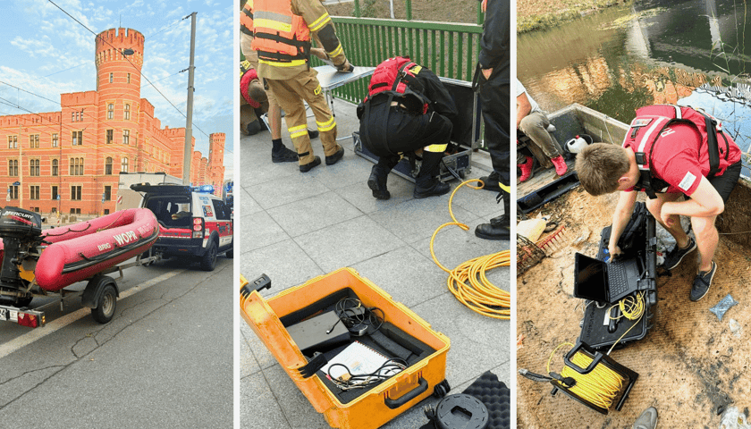 Kolaż 3 zdjęć przedsyawiających dzisiejsza akcję przy Fosie Miejskiej