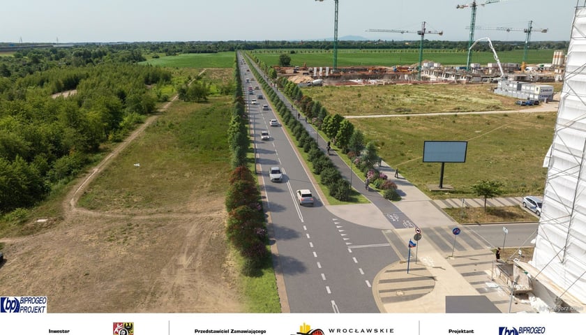 Wizualizacja przedstawia przedłużoną al. Architektów