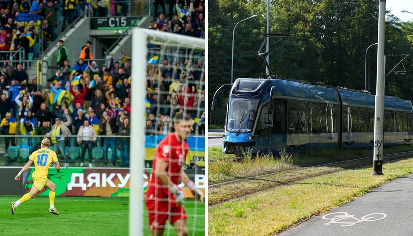 Mykhaylo Mudryk (żółty strój) cieszący się z gola na Tarczyński Arenie | tramwaj na Pilczyckiej (zdjęcia ilustracyjne)