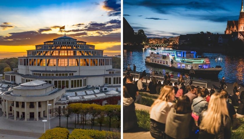 Z lewej: Hala Stulecia, z prawej: Gastro Miasto we Wrocławiu