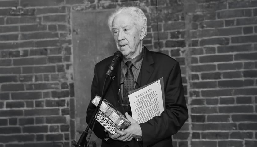 Fotografia architekta z wernisażu wystawy "Zenon Prętczyński. Architekt" w Muzeum Architektury we Wrocławiu, 9 kwietnia 2015 roku