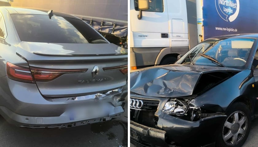 Rozbite samochody na autostradzie A4, 