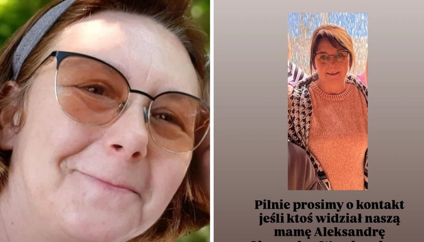 Zaginiona pani Aleksandra z Wrocławia. "Pilnie prosimy o kontakt, jeśli ktoś widział naszą mamę Aleksandrę" - apeluje rodzina.