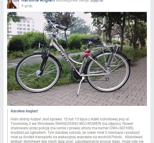 Skradzionych rowerów szukają przez internet