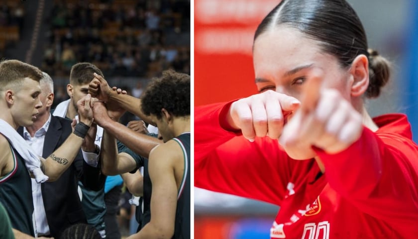 Koszykarze Śląska na czasie podczas meczu z Neptunasem w Hali Stulecia | Aleksandra Mielnicka ze Ślęzy Wrocław na meczu w Toruniu