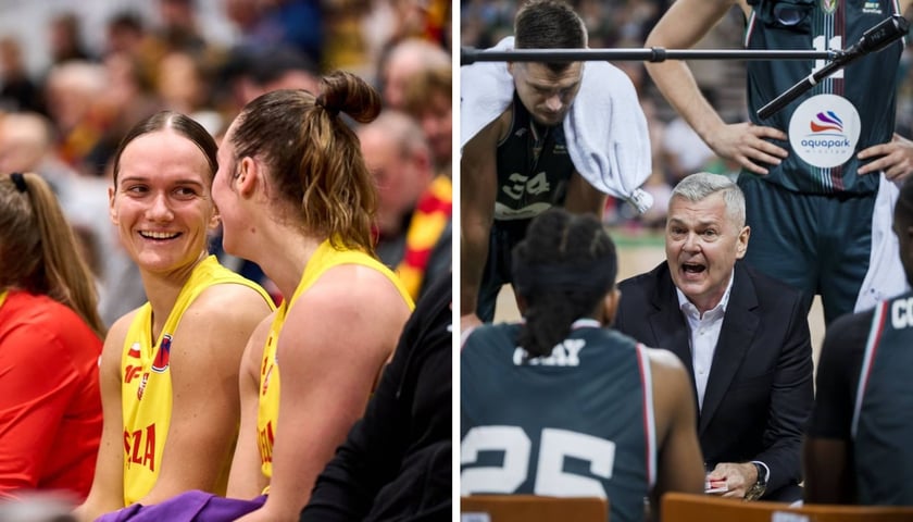 Koszykarki Ślęzy na ławce rezerwowych podczas 1. kolejki Eurocupu Women | koszykarze i trener Śląska na ławce podczas 1. kolejki Eurocupu
