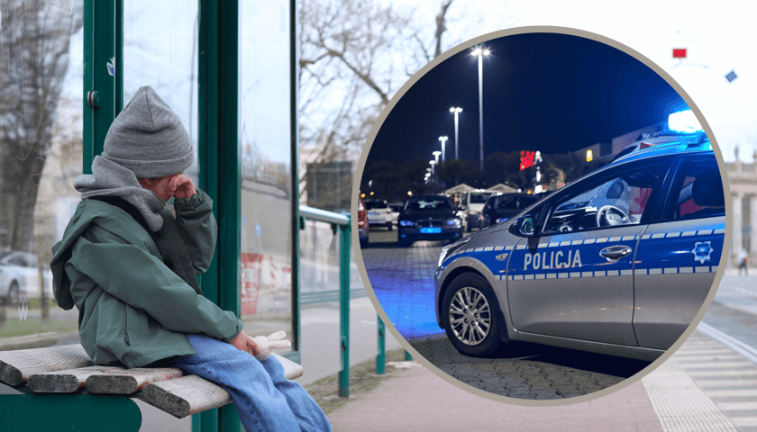 Płaczące dziecko na przystanku, w kółku radiowóz