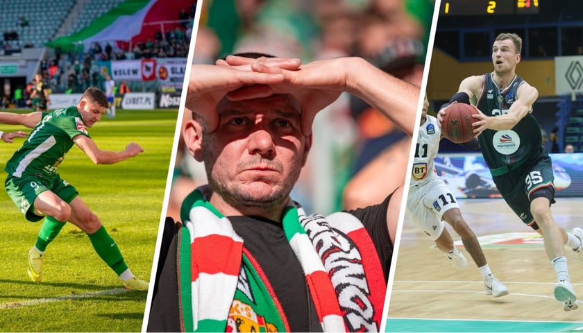 Przemysław Banaszak na murawie w meczu ze Stalą Mielec | kibic Śląska na trybunie Tarczyński Areny | Jakub Nizioł z piłką w meczu z drużyną Cluj-Napoca