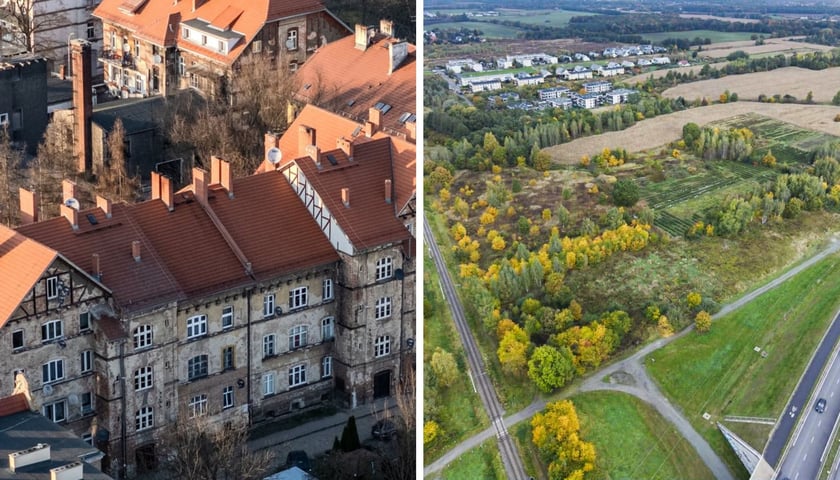 Z lewej: kamienice na Brochowie do remontu, z prawej: teren planowanego nowego parku na Wojnowie