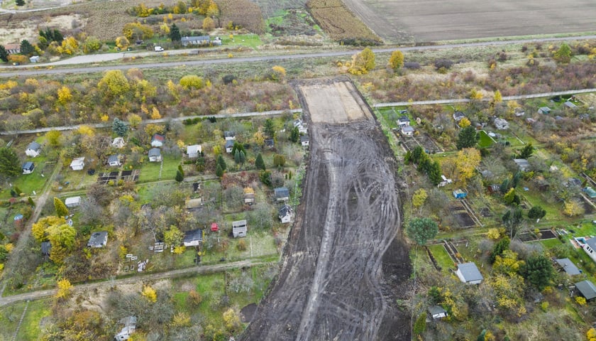 Widok na teren budowy Wschodniej Obwodnicy Wrocławia