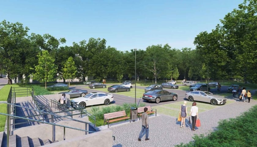 Wizualizacja przedstawia parking na Leśnicy, którego budowa ruszy na dniach 