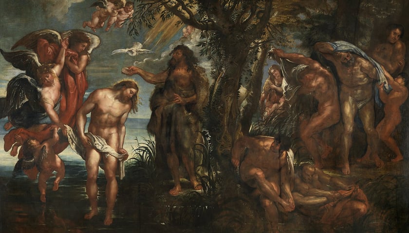 <p>Rubens, Chrzest Chrystusa, olej na pł&oacute;tnie 411 x 675 cm, 1604-1605</p>