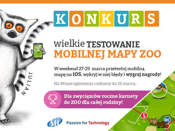 Mapa mobilna zoo: konkurs na testowanie aplikacji
