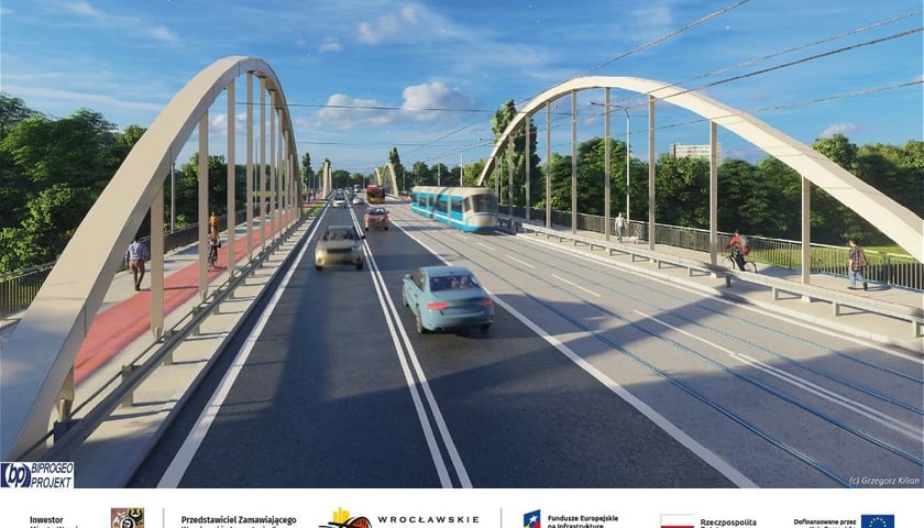 Wizualizacja trasy autobusowo-tramwajowej na Swojczyce - mosty Chrobrego