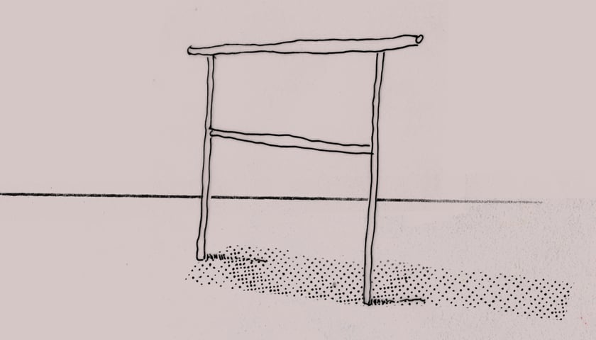 Motyw - podwórkowy trzepak. Grafika ilustracyjna.