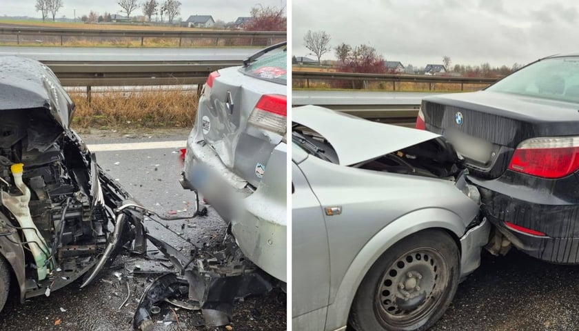 Zderzenie samochodów na A4, 17.11.2025 r.