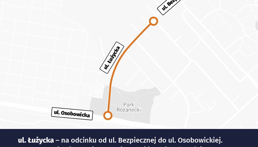 Zaznaczony na mapie odcinek ulicy