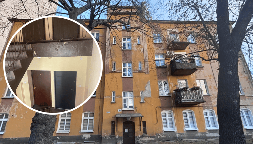 Kamienica przy Robotniczej 98 do remontu, w kółku klatka schodowa, którą także czeka modernizacja