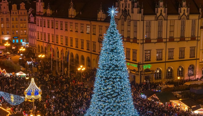 Zdjęcie archiwalne rozświetlonej choinki z 6 grudnia 2024 roku 