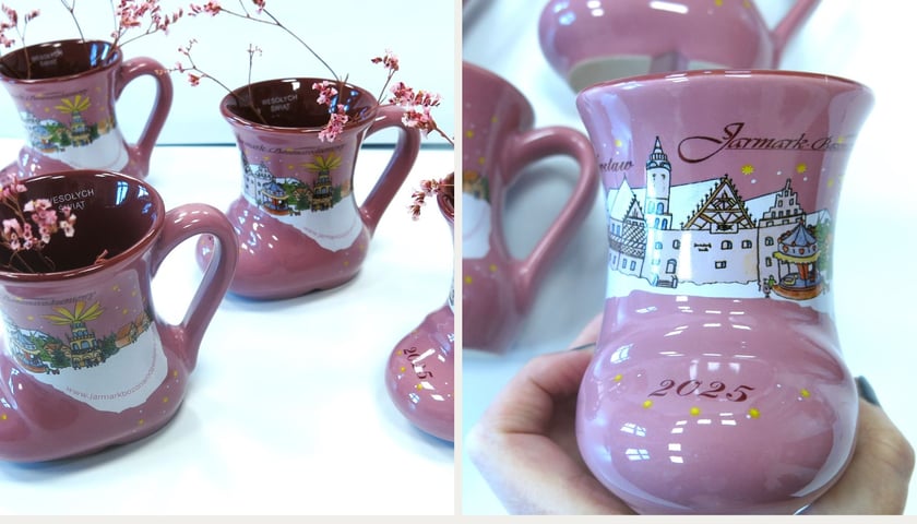Na zdjęciach kubeczki z Jarmarku Bożonarodzeniowego 2025 we Wrocławiu