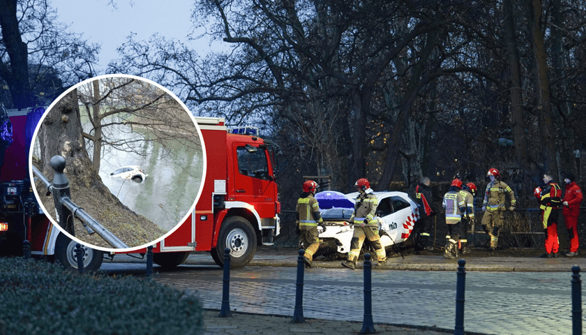 Samochód w Fosie Miejskiej - 13 grudnia i po jego wyciągnięciu