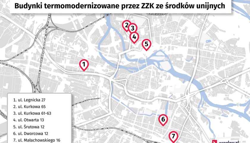 <p>Lokalizacje wyremontowanych kamienic ze wsparcie UE</p>