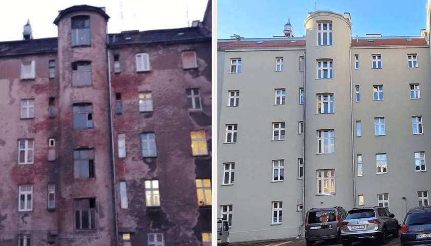 <p>Podw&oacute;rzowa elewacja kamienicy przy Kurkowej 61-63</p>