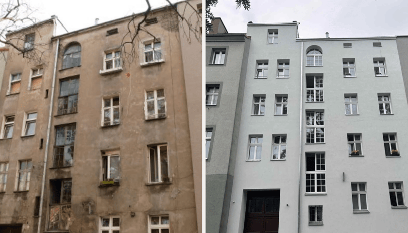 <p>Podw&oacute;rzowa elewacja kamienicy przy Małachowskiego 16</p>