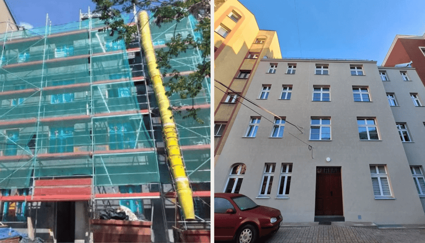 <p>Podw&oacute;rzowa elewacja kamienicy przy Śrutowej 12</p>