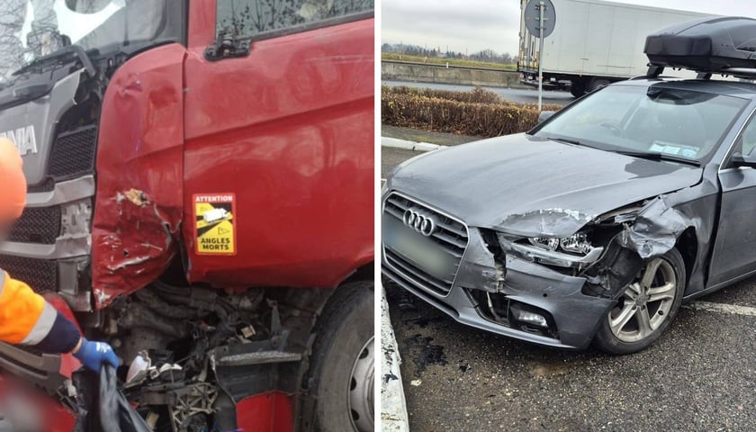 Zderzenie samochodów na węźle Kostomłoty, 20.12.2025 r. 