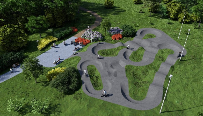 Nowy pumptrack przy Stawach Leśnickich - wizualizacja