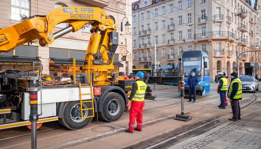 Wykolejenie tramwaju przy ul. Piłsudskiego, 06.01.2026