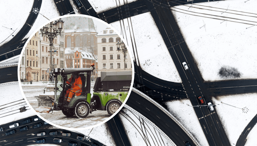 Wrocław pod śniegiem z lotu ptaka - panorama pl. Grunwaldzkiego